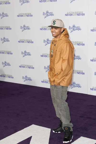Chris Brown megérkezik a Paramount képek Justin Bieber: Never Say Never premiere — Stock Fotó