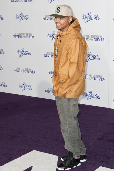 Chris Brown geldiğinde Paramount resimleri Justin Bieber at: asla söylemek asla prömiyeri — Stok fotoğraf