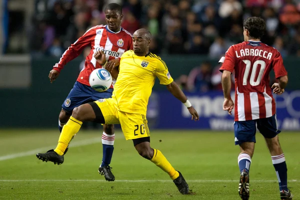 Emilio Renteria and Michael Lahoud in action during the game — Stock Photo, Image