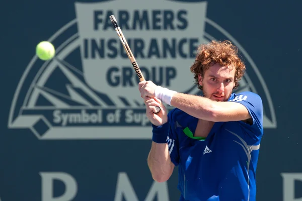 Ernests gulbis w akcji podczas gry — Zdjęcie stockowe