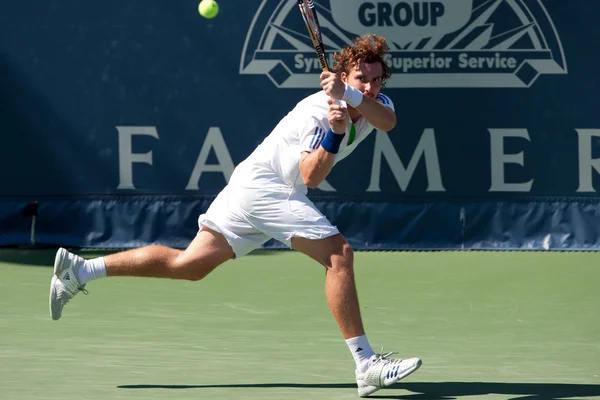 Ernests Gulbis in action during the game — Stock Photo, Image