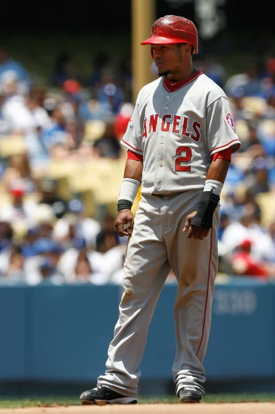 Erick Aybar holds at second during the game — Stock Photo, Image