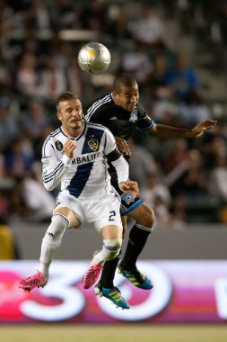David beckham ve san jose depremler defender justin morrow eylem sırasında major league soccer oyunu