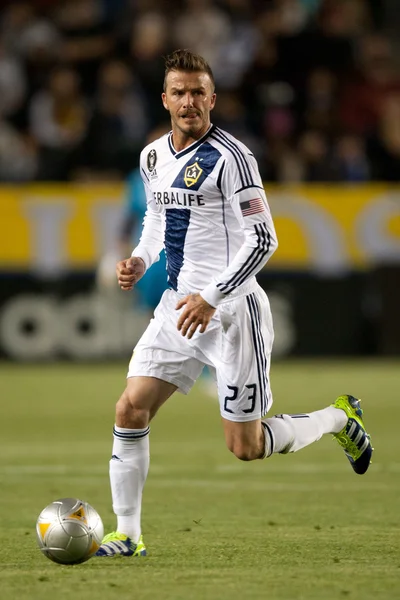 David Beckham em ação durante o jogo da Major League Soccer — Fotografia de Stock