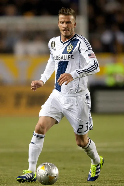 David Beckham em ação durante o jogo da Major League Soccer — Fotografia de Stock