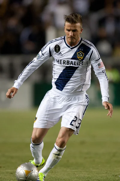 David beckham v akci během major league soccer hra — Stock fotografie