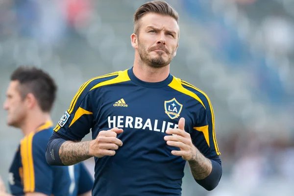 David Beckham warms up before the MLS game — Stock Photo, Image