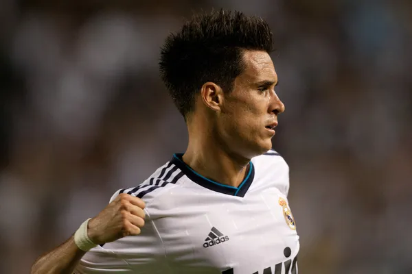 Jose callejon 庆祝一个目标在世界足球挑战游戏过程 — 图库照片