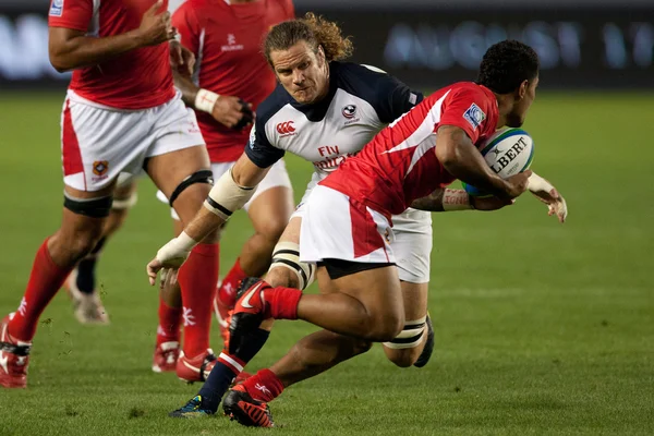 Rugby match mellan Usa mäns örnar och Tonga i stadens Stubhub Royaltyfria Stockbilder