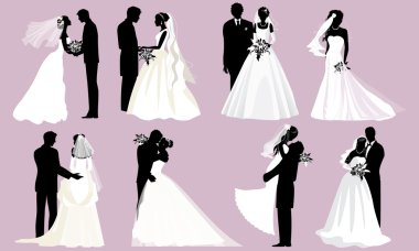 Gelin ve damat silhouettes