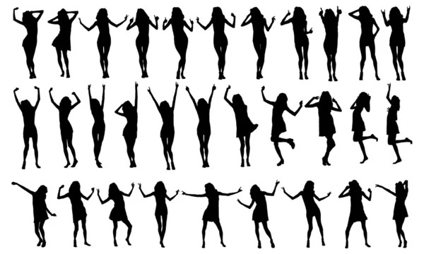 Silhouettes de filles dansantes . — Image vectorielle