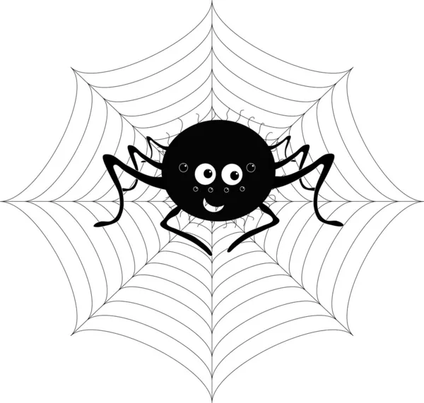 Smiling spider on the web — Stock Vector