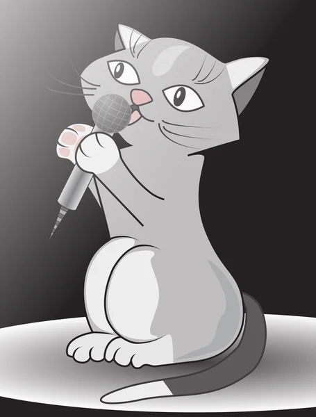 Şarkı söyleyen kedi — Stok Vektör