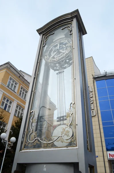 Clock with pendulum in the street of Krasnoyarsk