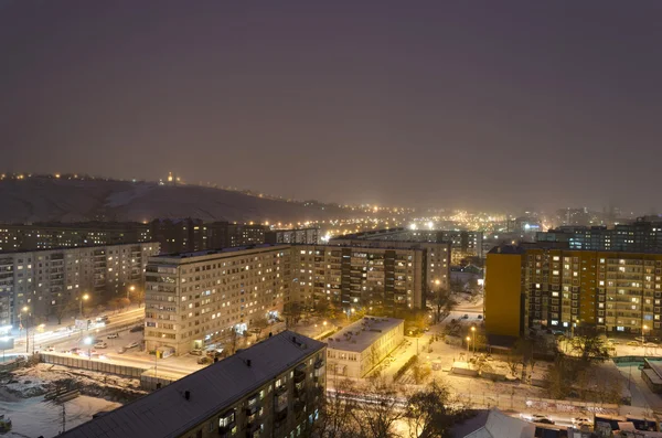 Vista nocturna de Krasnoyarsk — Foto de Stock
