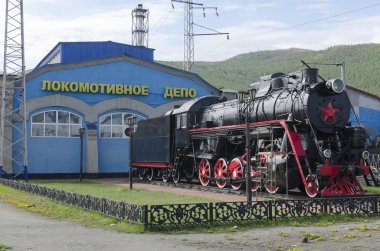 Memorial Buhar lokomotif l-4046, depo sludyanka, Rusya, Irkutsk bölgesi