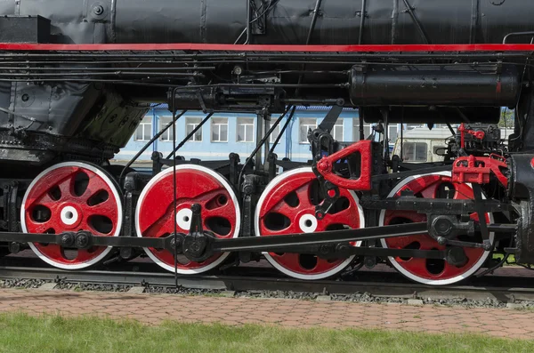 Attrezzatura Sottocarro del monumento locomotivo L-4046, il deposito Sludyanka, Russia — Foto Stock