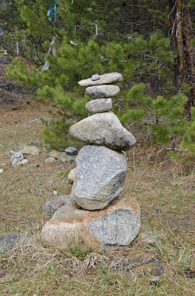 Gurie di pietra (tur, obo) sulla radura nella foresta. Dogane di acquisto — Foto Stock