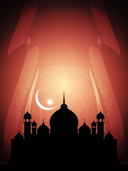 Abstraktní náboženské eid pozadí s mešitou. — Stockový vektor