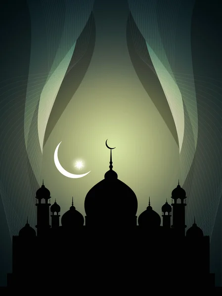 Artistic religious eid background with mosque. — Stock Vector