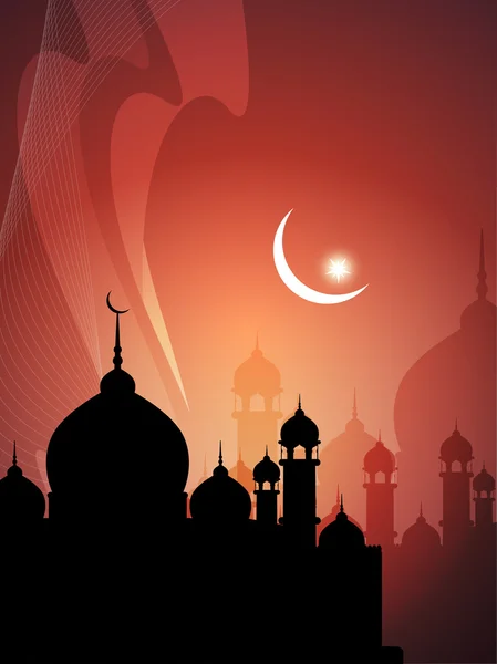 Abstract religious eid background with mosque. — Stock Vector