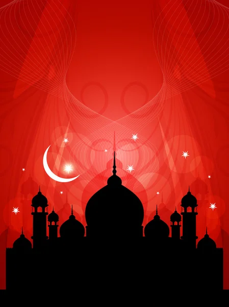 Artistic religious eid background with mosque. — Stock Vector