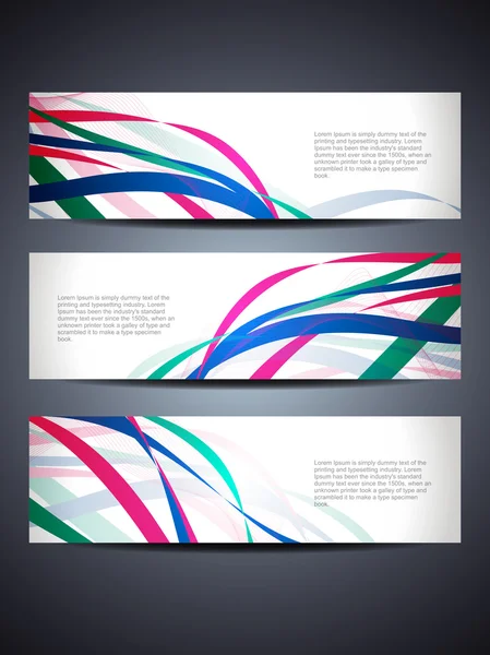 Conjunto de diseños de encabezado / banner web vector abstracto en estilo de onda . — Vector de stock