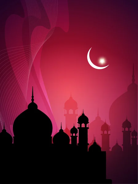 Abstract religious eid background with mosque. — Stock Vector