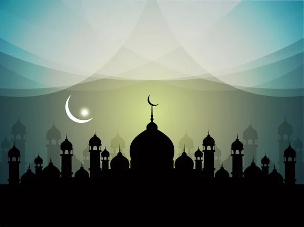 Artistic religious eid background with mosque. — Stock Vector