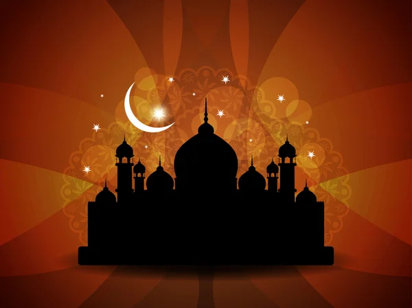 Eid religiosa artistica sfondo con moschea . — Vettoriale Stock