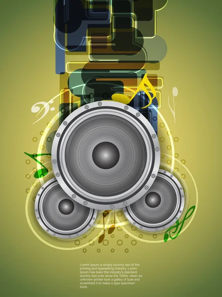 Fondo de tema musical abstracto con altavoces — Vector de stock