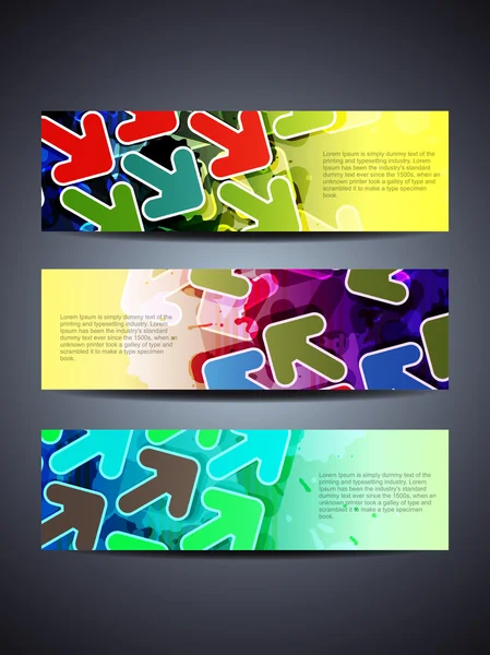 Conjunto de diseños abstractos de encabezado / banner web vectorial — Archivo Imágenes Vectoriales