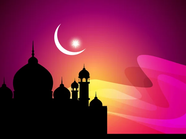 Artistic religious eid background with mosque. — Stock Vector