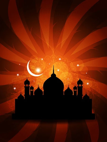 Fondo artístico religioso eid con mezquita . — Vector de stock