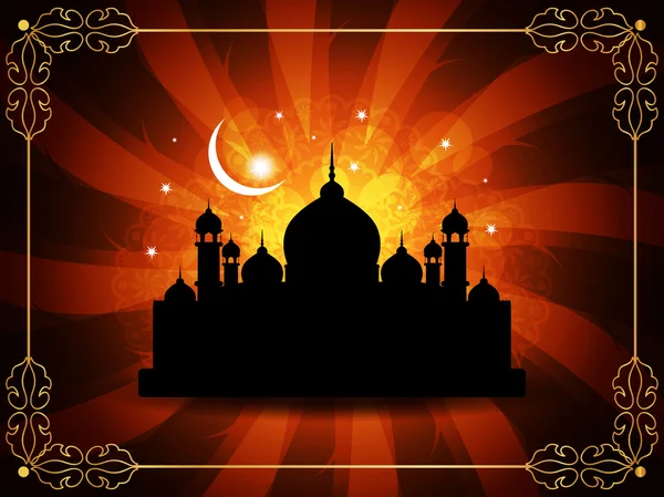 Artistic religious eid background with mosque. — Stock Vector