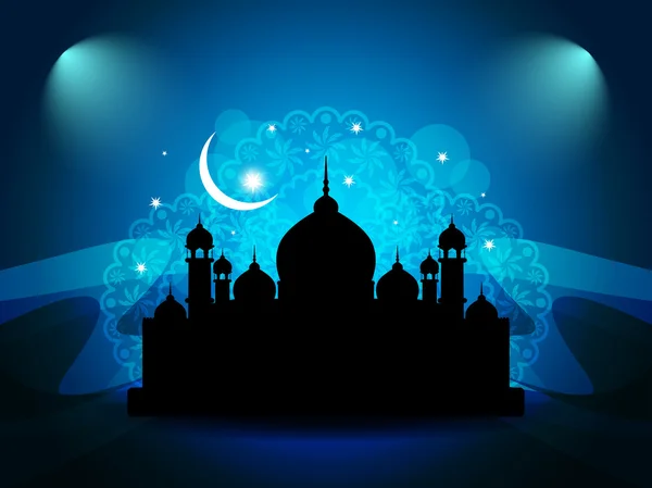 Artistic religious eid background with mosque. — Stock Vector