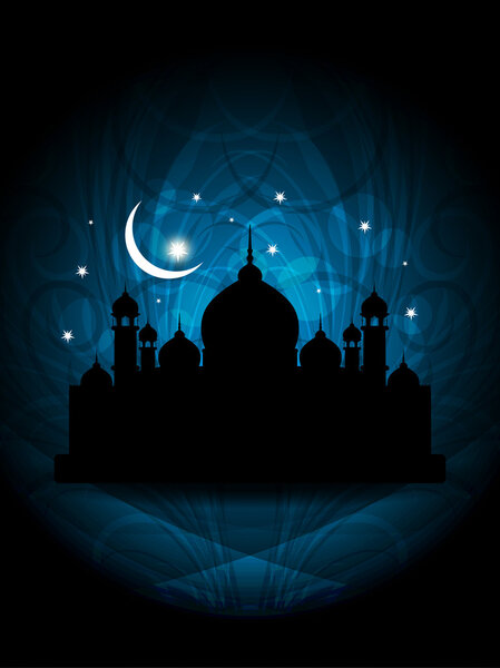 Abstract religious eid background with mosque.