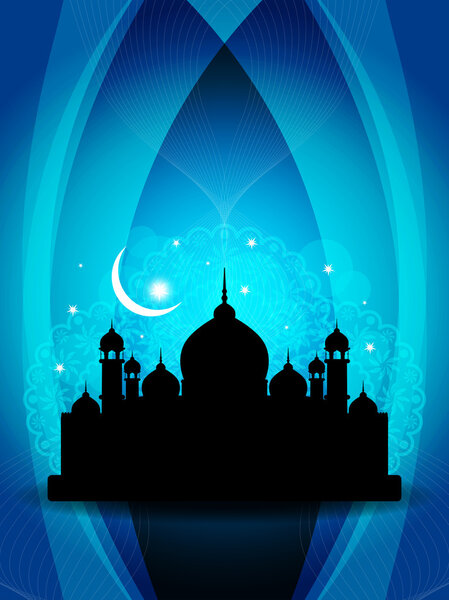 Abstract religious eid background with mosque.