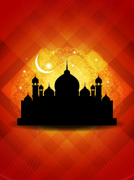 Abstract religious eid background with mosque.