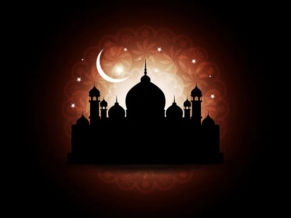 Abstract religious eid background design with mosque. — Stock Vector