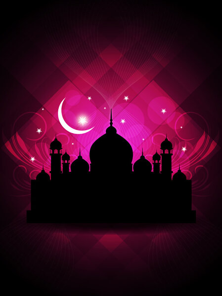 Abstract religious eid background design with mosque.