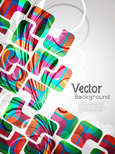 Creative abstract glowing background with colorful squares and floral — Stock Vector