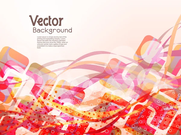 Abstracte kleurrijke lijn golven achtergrond met kleurrijke vierkantjes posterontwerp. — Stockvector