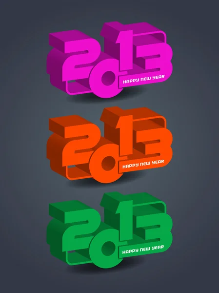 Set of creative happy new year 2013 design elements in three colors. — Stock Vector