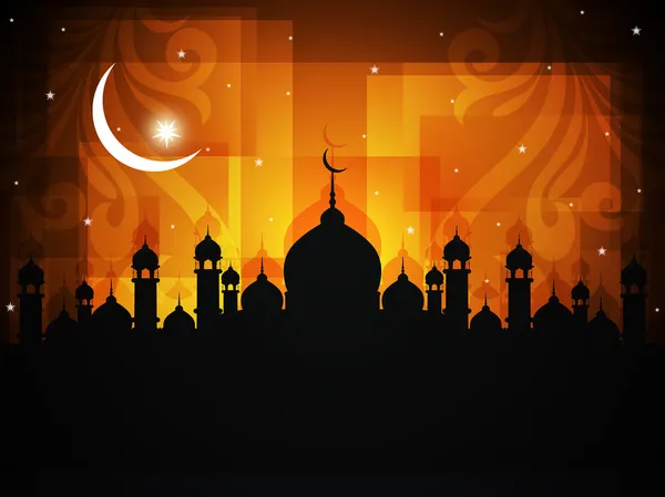 Abstract religious eid background with mosque. — Stock Vector