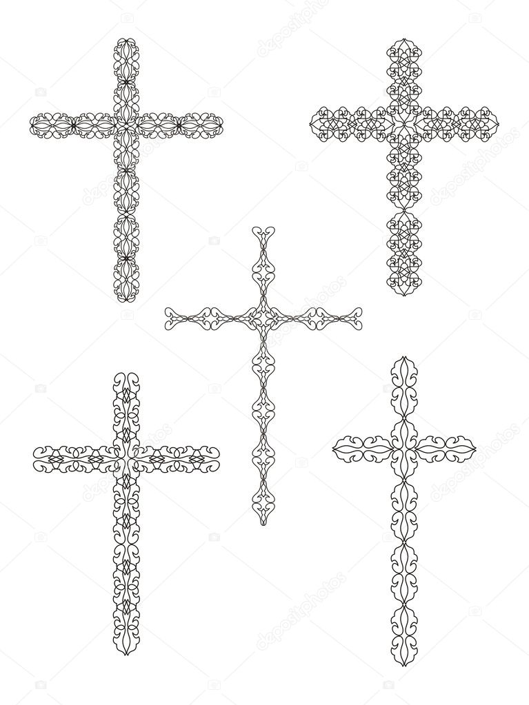 Set of religious cross designs.