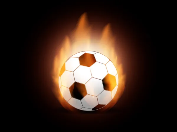 Fondo creativo con bola de fútbol en llamas . — Vector de stock