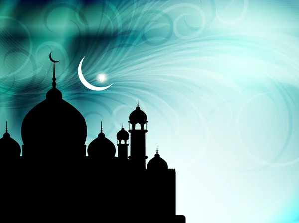 Artistic religious eid background with mosque. — Stock Vector