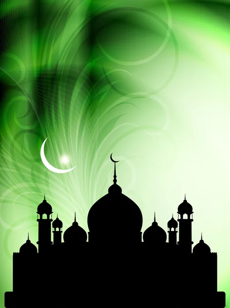 Eid religiosa artistica sfondo con moschea . — Vettoriale Stock