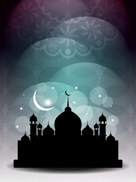 abstract beautiful eid background with mosque.